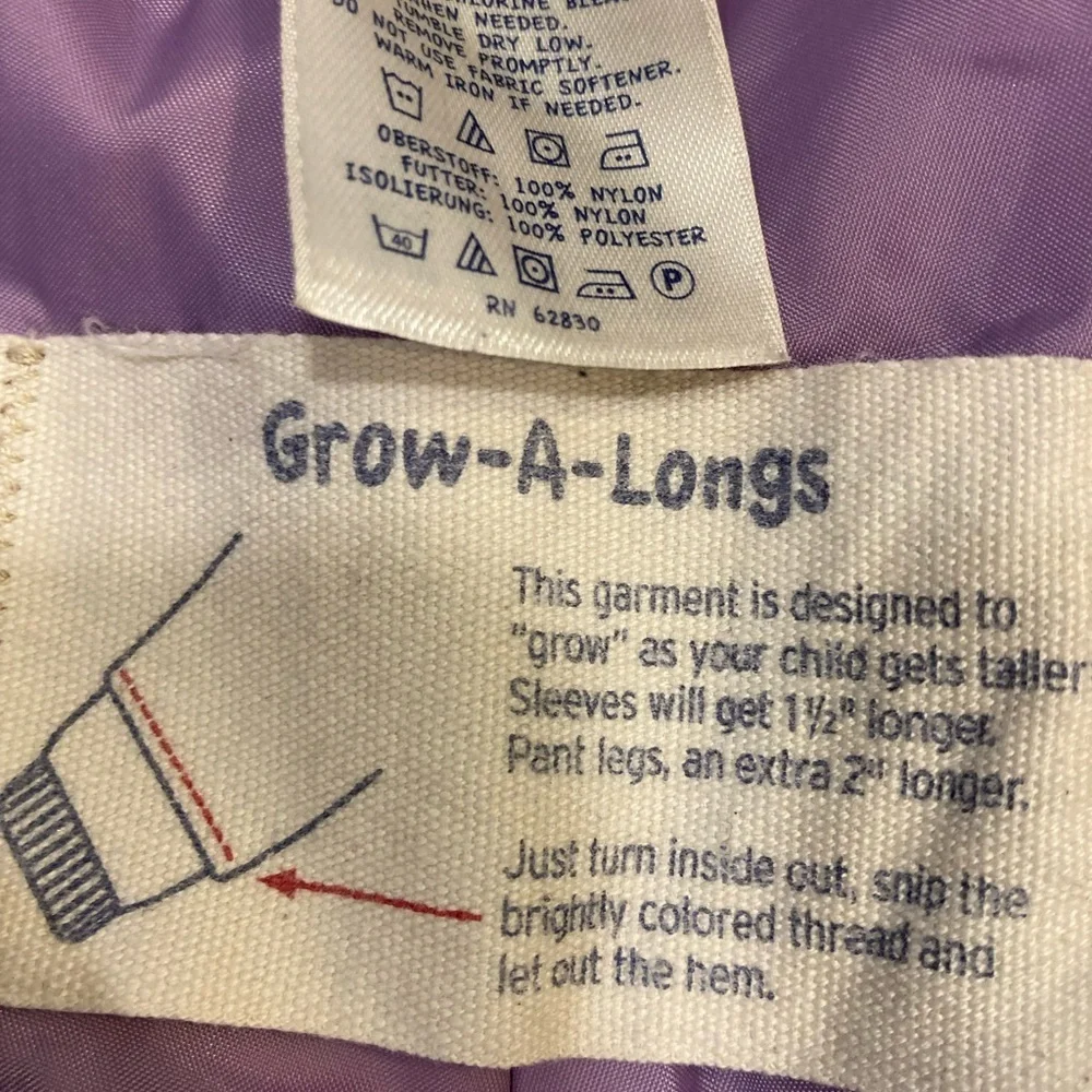 Land’s End Kids Grow-A-Longs Ski Pants The Pants Grow Along With Child Purple